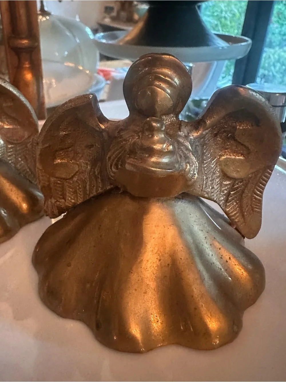 S/2 Brass Angel Figure taper candle holders